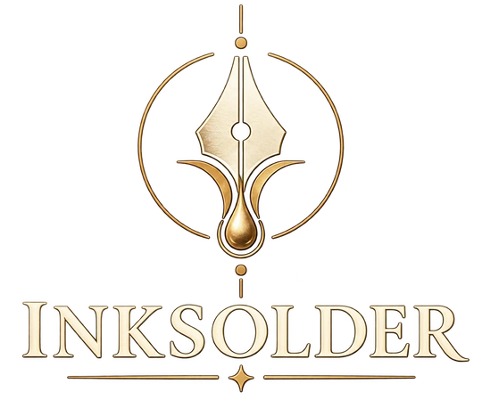 INKSOLDER fountain-pen emblem and wordmark supplied from the canonical local platform repository